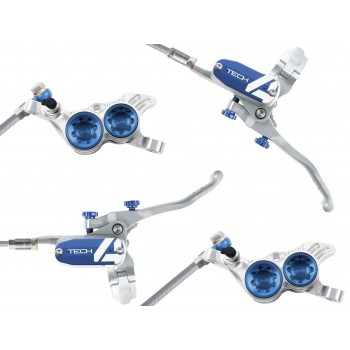 Hope Tech4 V4 Pair Silver/Blue Braided Hose