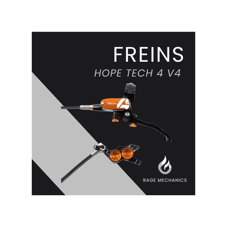 Hope Tech4 V4 Paar Schwarz/Orange Stahlflexleitung