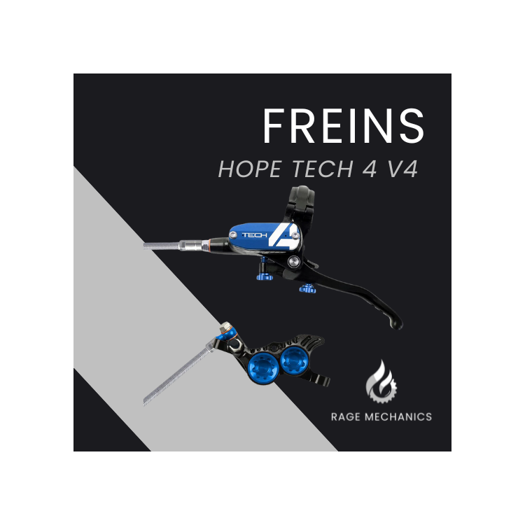 Hope Tech4 V4 Paar Schwarz/Blau Stahlflexleitung