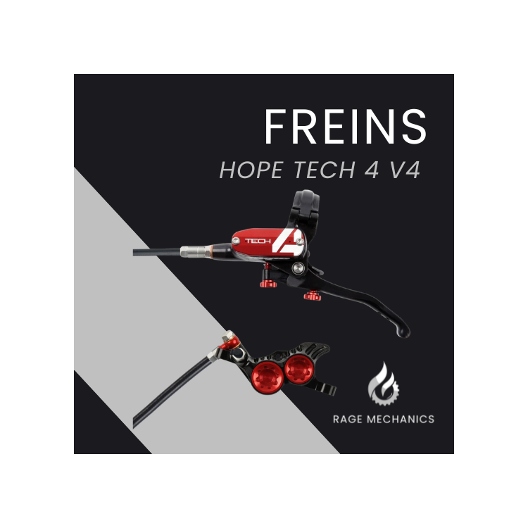 Hope Tech4 V4 Black/Red Braided Hose Brake Pair