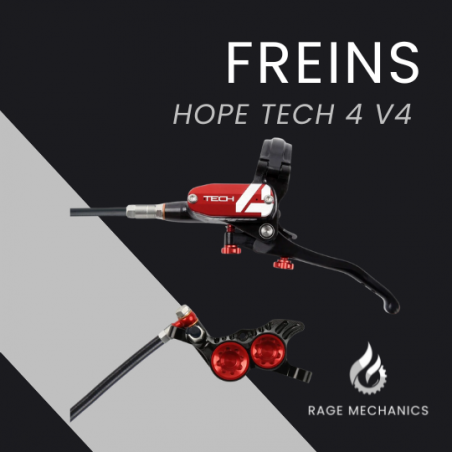 Hope Tech4 V4 Black/Red Braided Hose Brake Pair